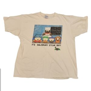 Vintage 1997 South Park Salisbury Steak Day Shirt  XL White Y2K Grunge Thrashed